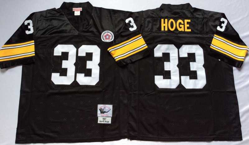 Steelers 33 Merril Hoge Black M&N Throwback Jersey->nfl m&n throwback->NFL Jersey